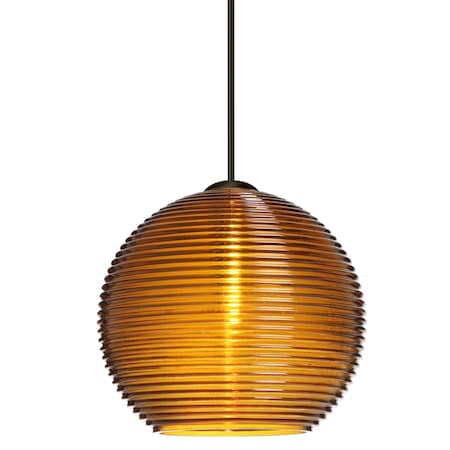 Besa Lighting Kristall 6 Cord Pendant, Amber, Bronze Finish, 1x5W LED 1XT-461582-LED-BR